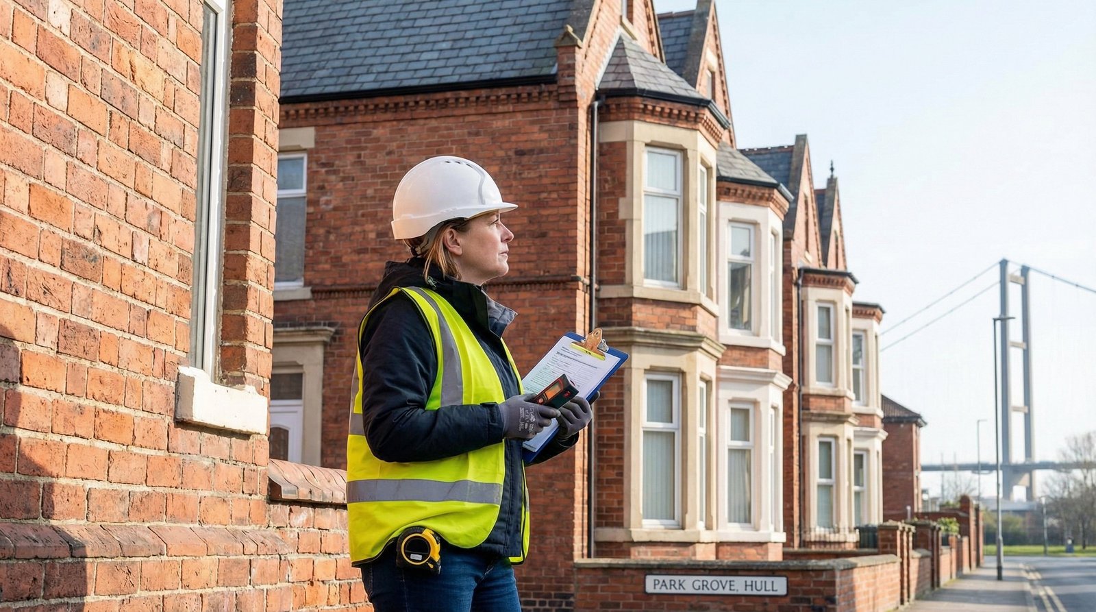 Professional surveyor inspecting property in Hull